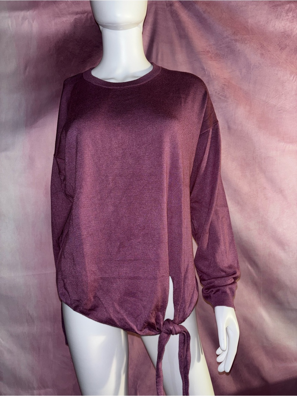 united states sweaters Plum Tie-Hem Crewneck Sweater